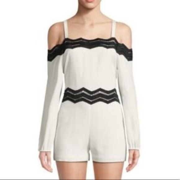 Ramy Brook New York White Black Lace Natalie Jumper Shorts Size 4